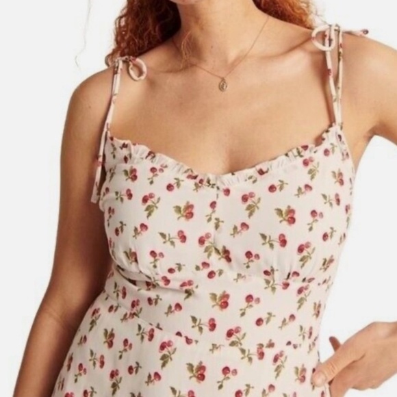 Abercrombie Cherry Adjustable Tank Top White Mini Dress Tie Strap Tank Sundress - Picture 5 of 11